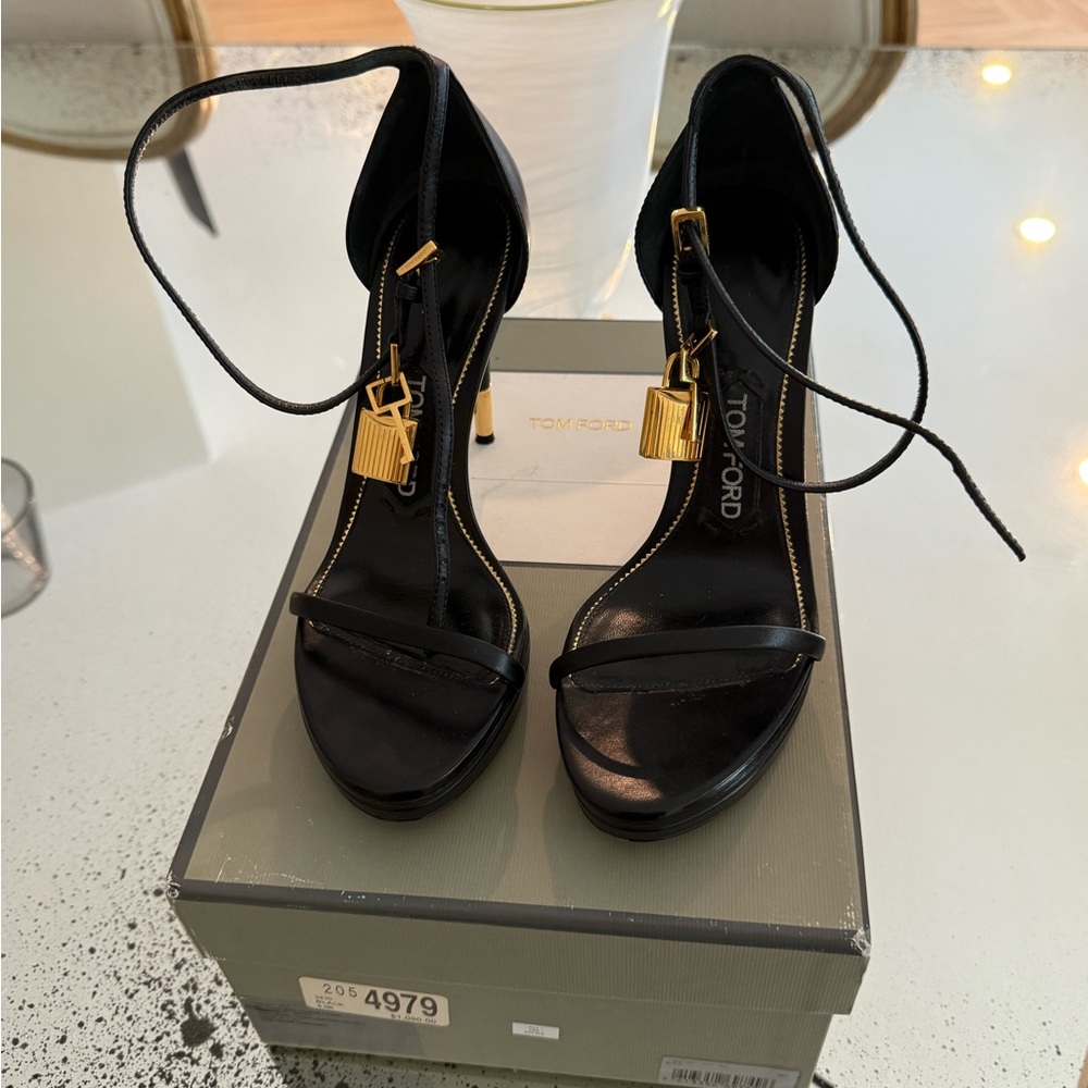 Tom Ford Black Padlock Heels Size 36.5